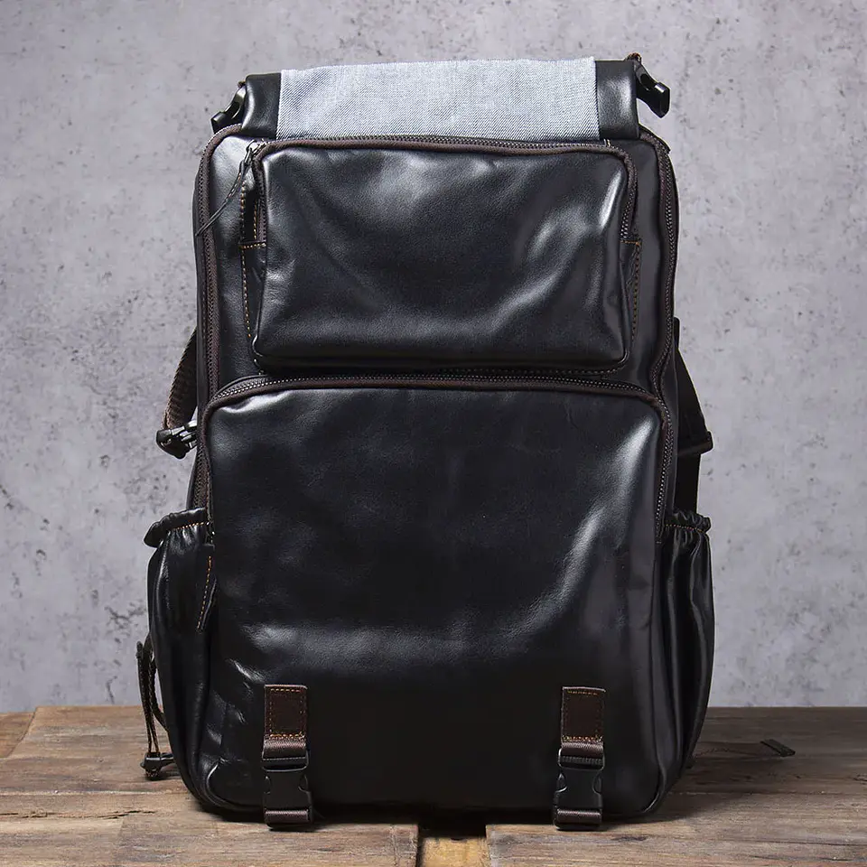 Genuine Leather Men's Backpack – Laptop Compartment 19