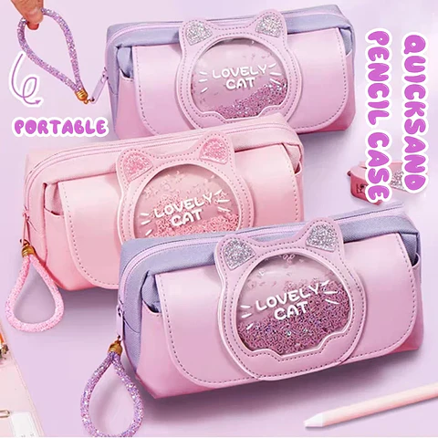 Kawaii Quicksand Pencil Case – Large Capacity