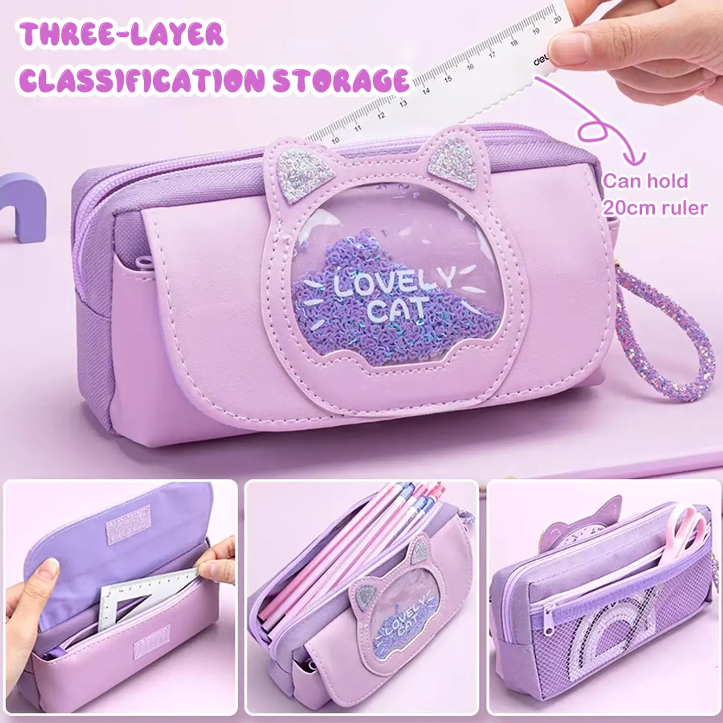 Kawaii Quicksand Pencil Case – Large Capacity 2
