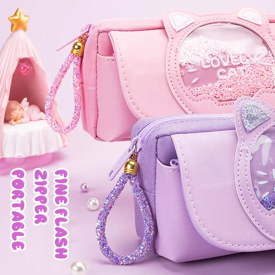 Kawaii Quicksand Pencil Case – Large Capacity 3