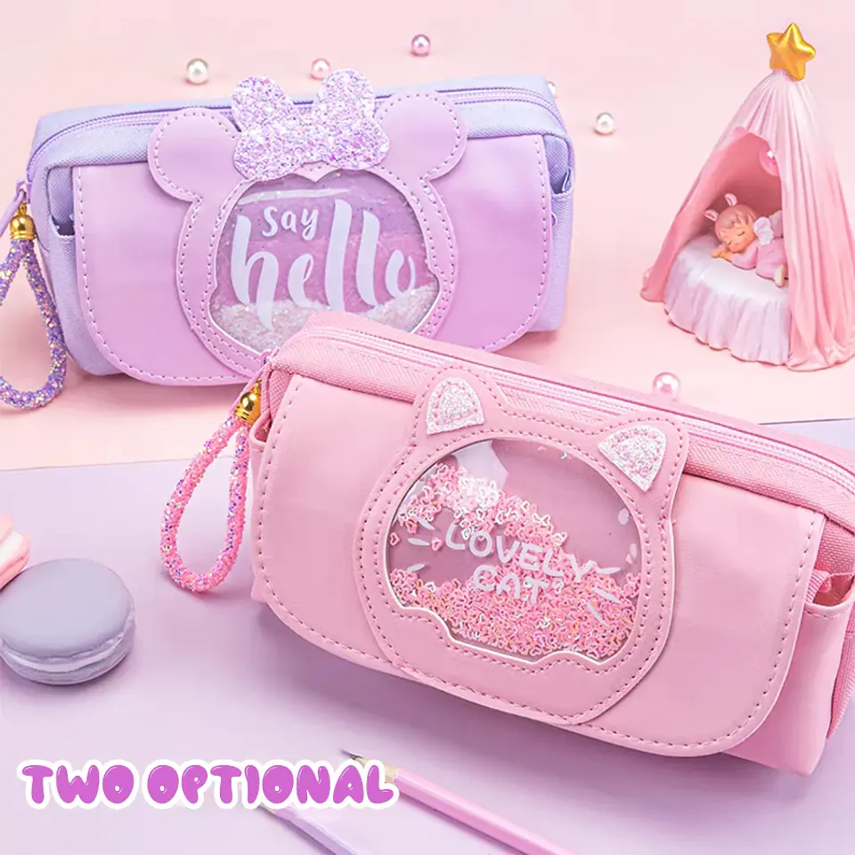 Kawaii Quicksand Pencil Case – Large Capacity 6