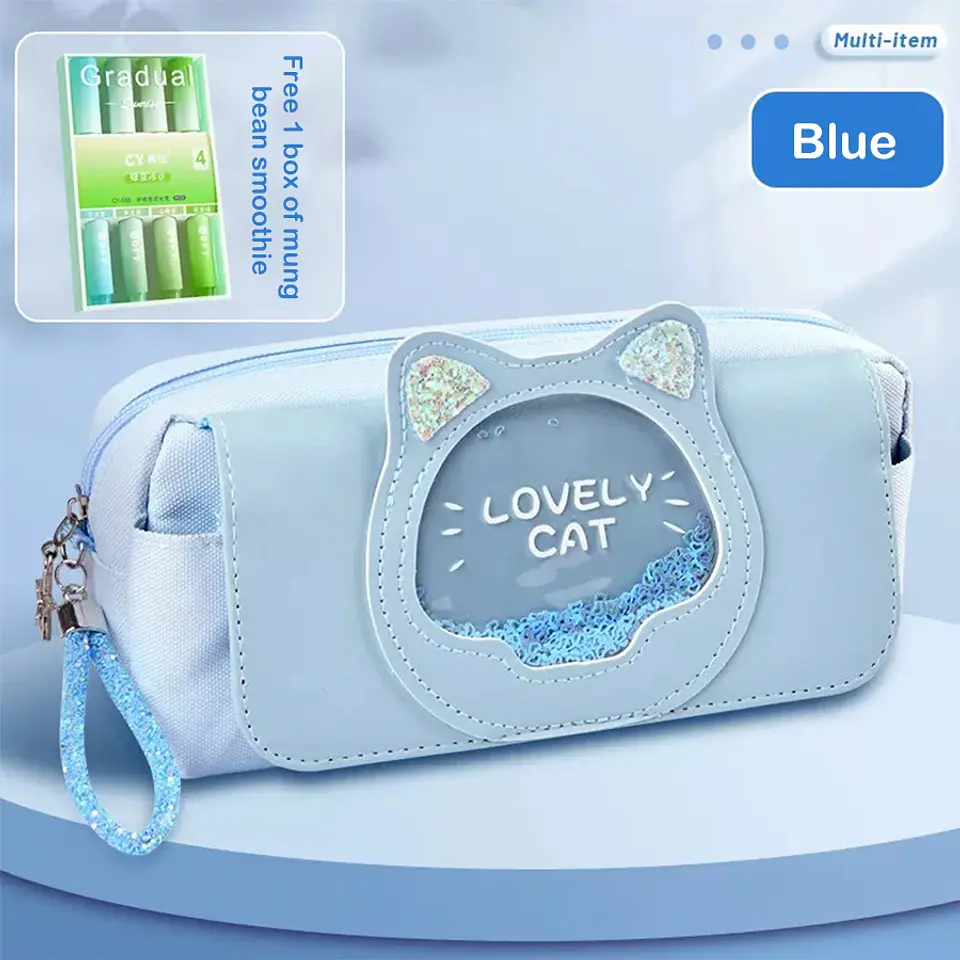 Kawaii Quicksand Pencil Case – Large Capacity 8