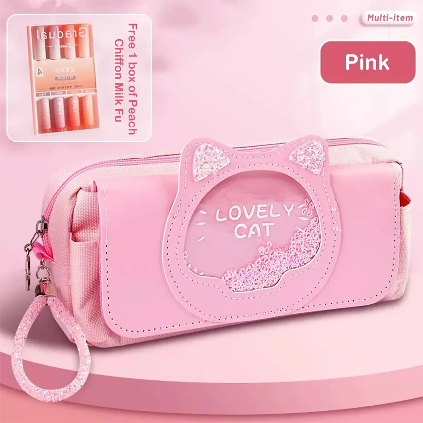 Kawaii Quicksand Pencil Case – Large Capacity 12