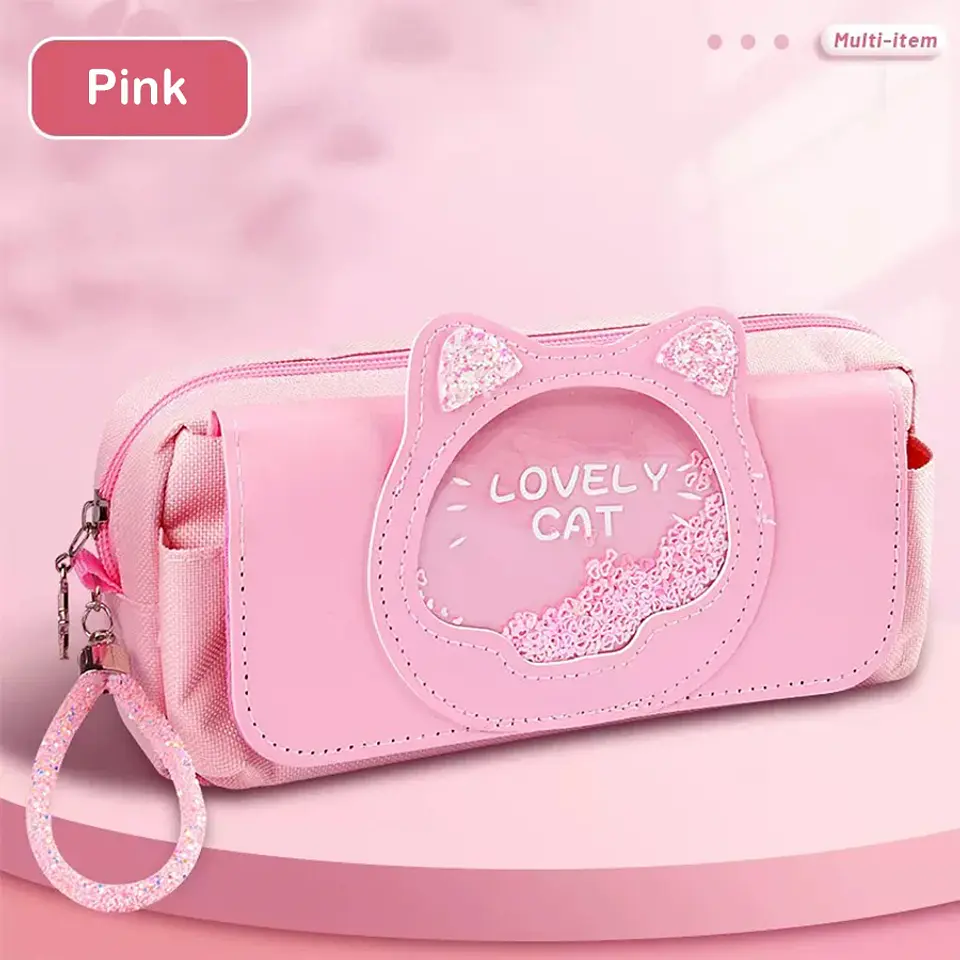 Kawaii Quicksand Pencil Case – Large Capacity 15