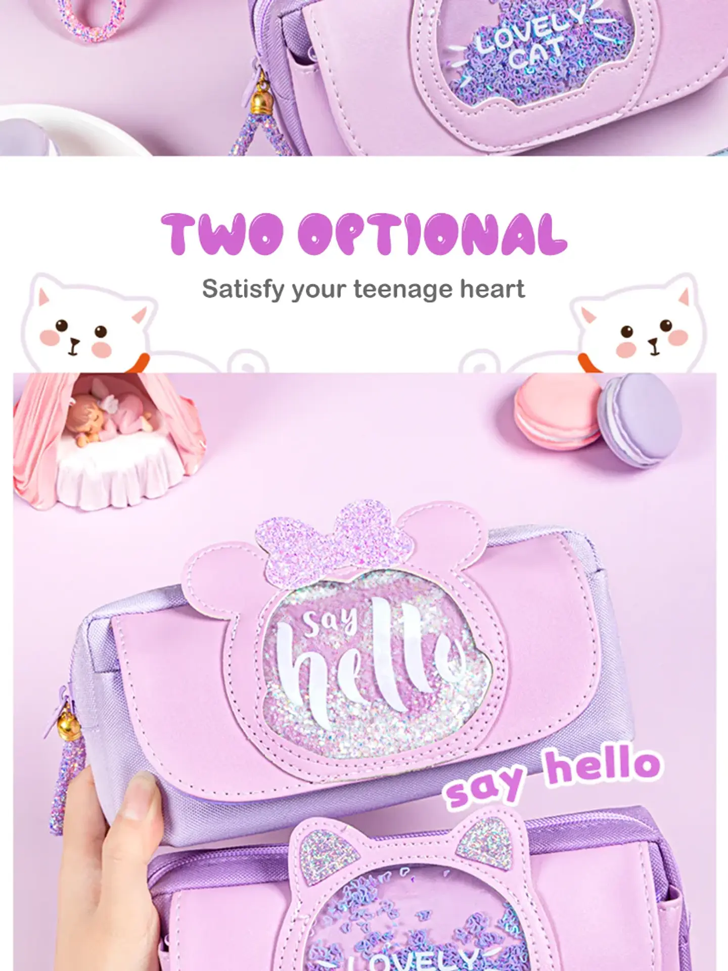 Kawaii Quicksand Pencil Case – Large Capacity 17