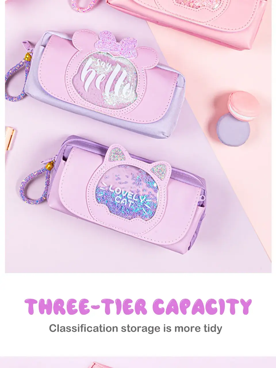 Kawaii Quicksand Pencil Case – Large Capacity 19