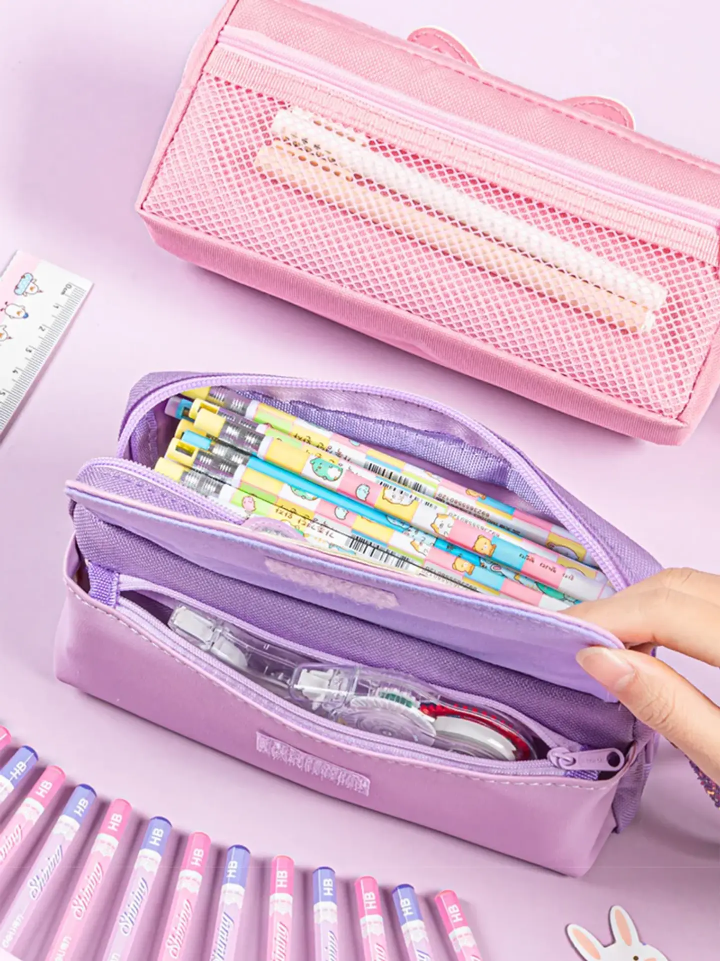 Kawaii Quicksand Pencil Case – Large Capacity 20