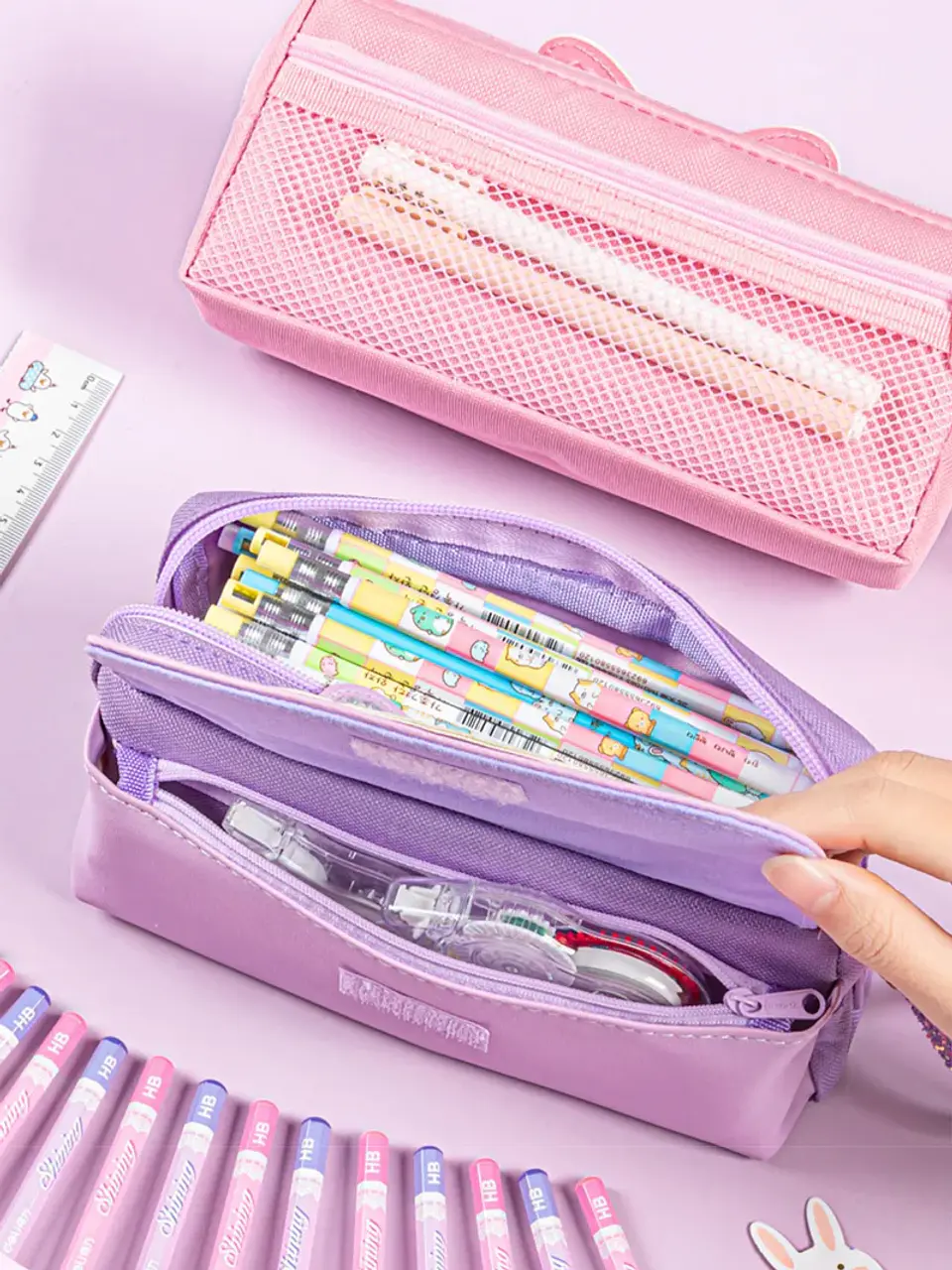 Kawaii Quicksand Pencil Case – Large Capacity 20