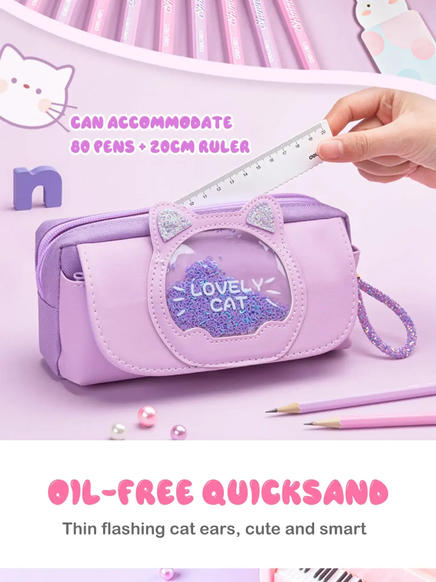 Kawaii Quicksand Pencil Case – Large Capacity 21