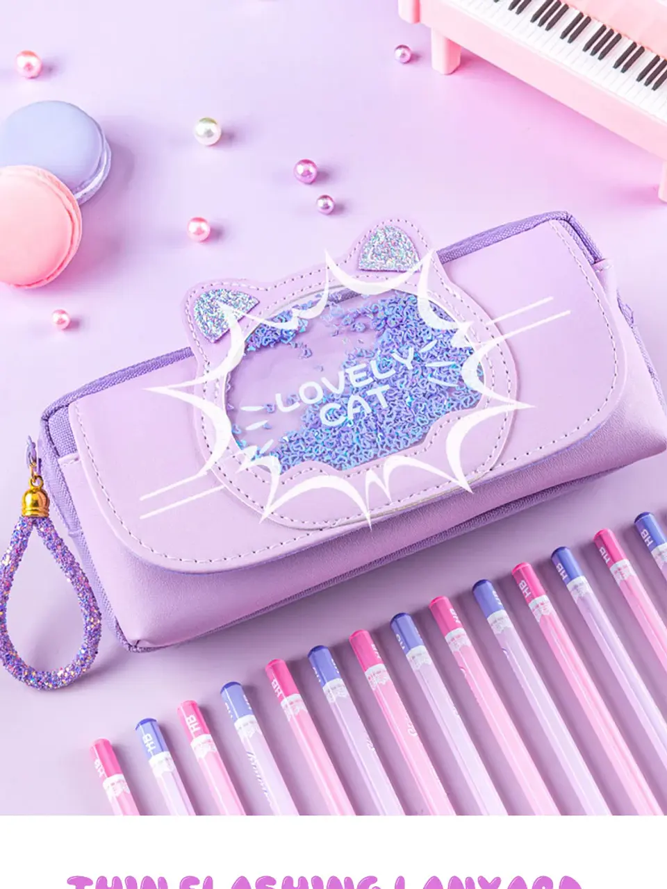 Kawaii Quicksand Pencil Case – Large Capacity 22