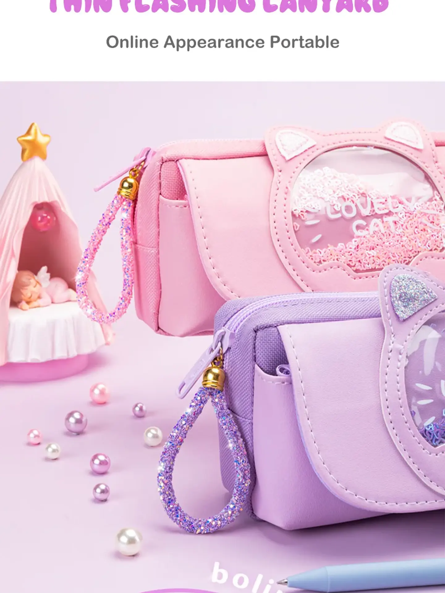 Kawaii Quicksand Pencil Case – Large Capacity 23