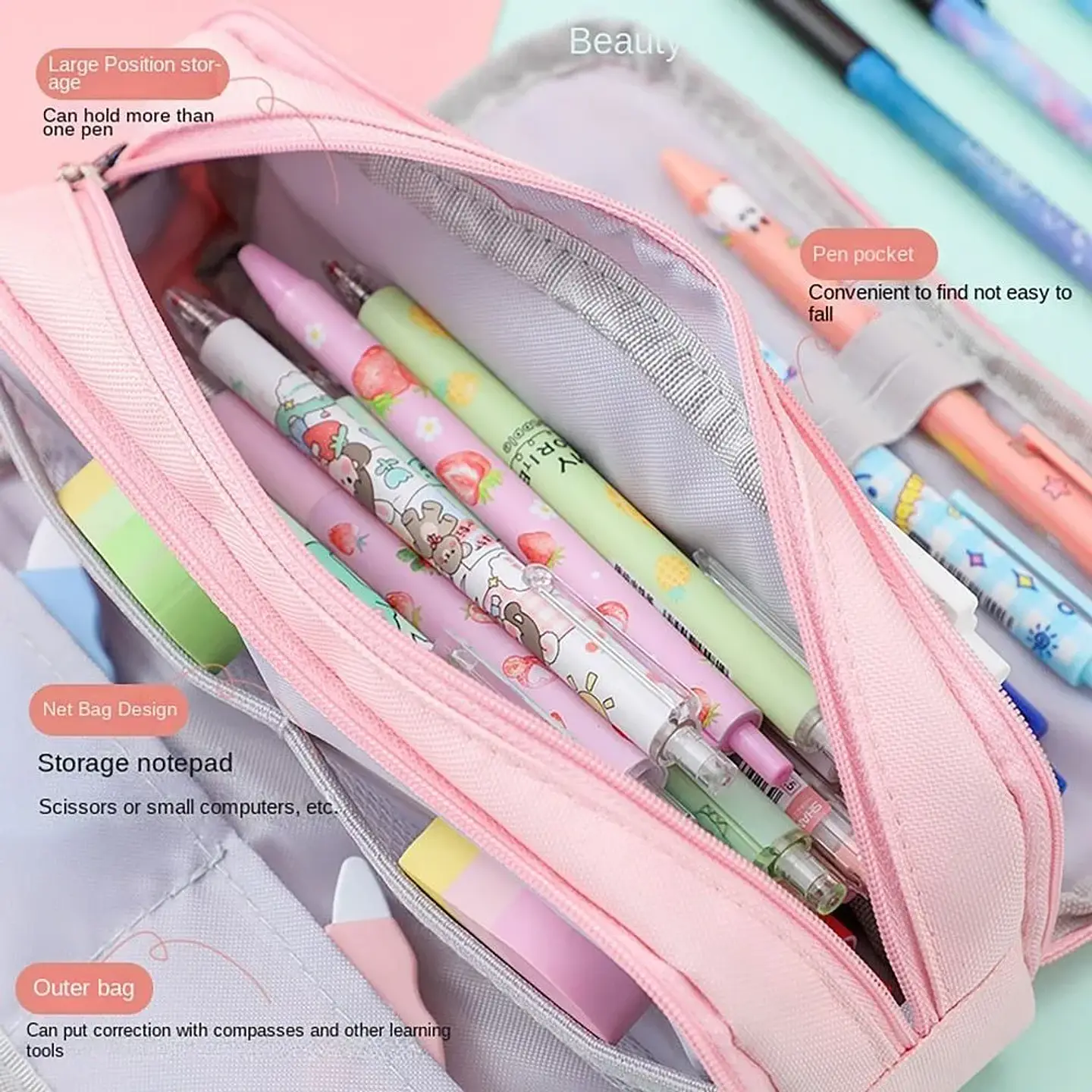 Multi-Compartment Pencil Case – Transparent 20