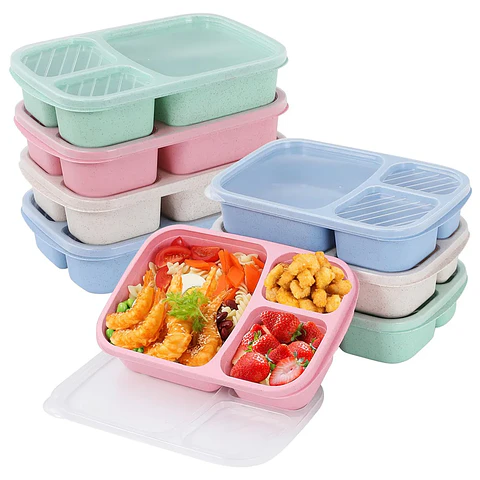3-Compartment Bento Lunch Box – Wheat Straw