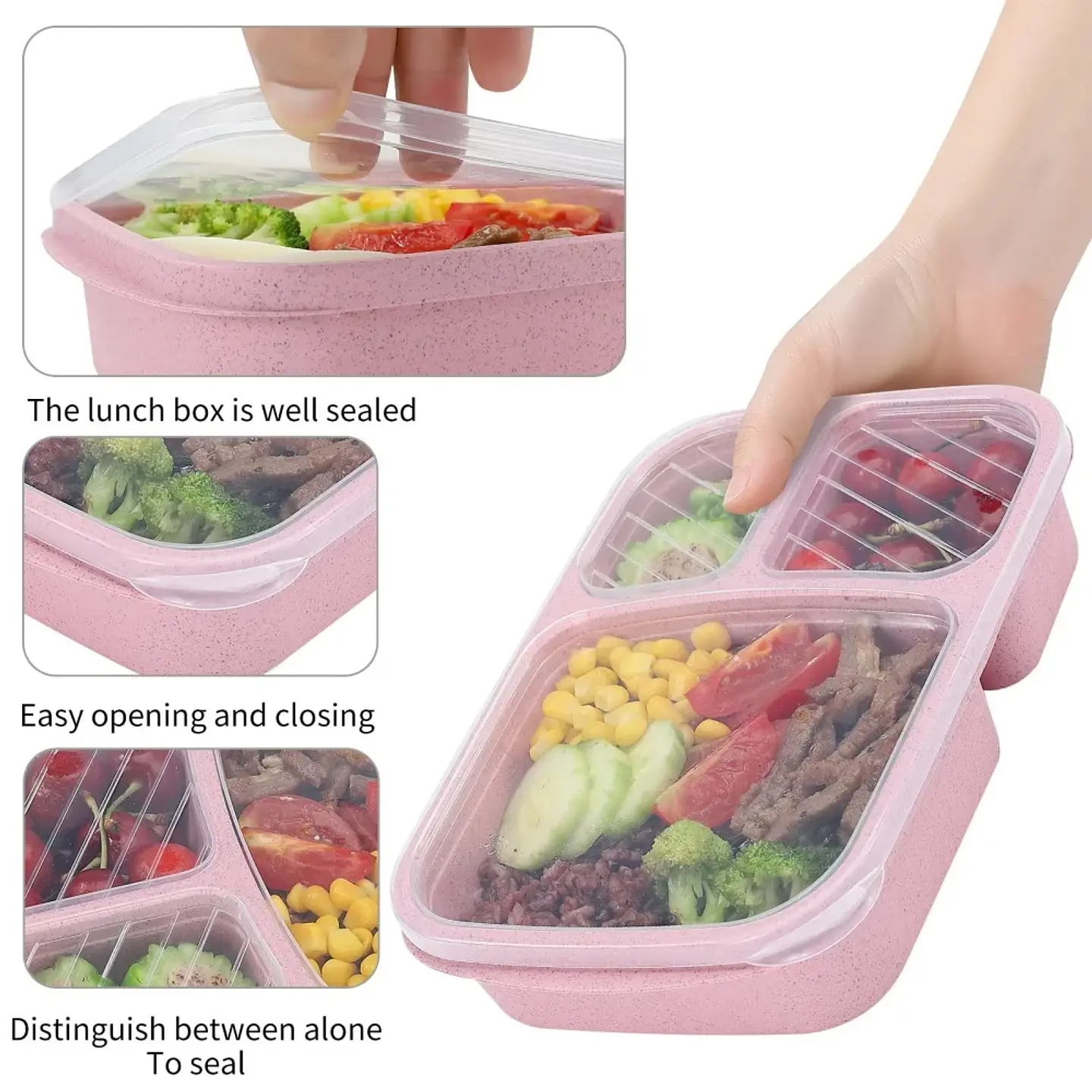 3-Compartment Bento Lunch Box – Wheat Straw 2