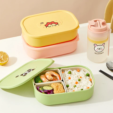 WORTHBUY 3-Grid Divided Lunch Box – Leak-Proof