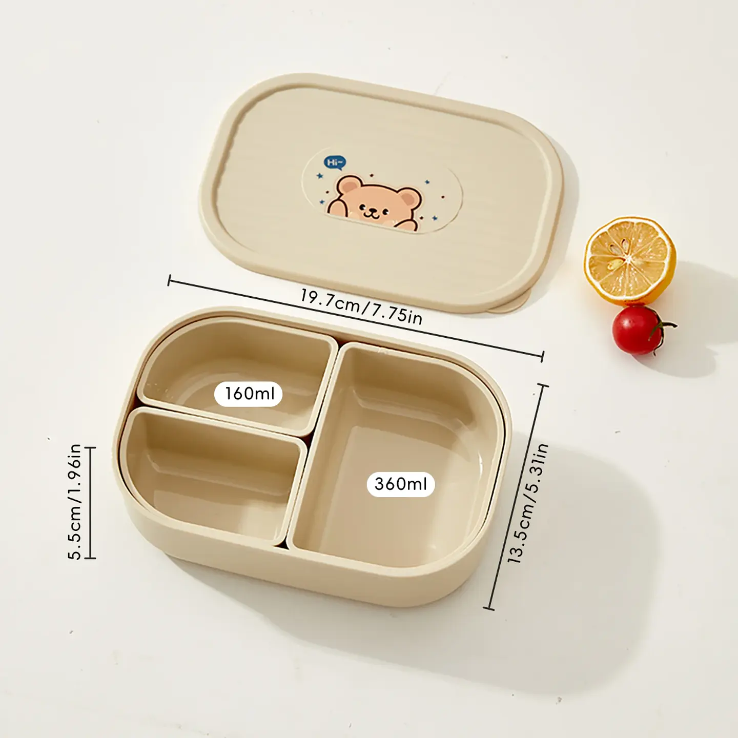 WORTHBUY 3-Grid Divided Lunch Box – Leak-Proof 13