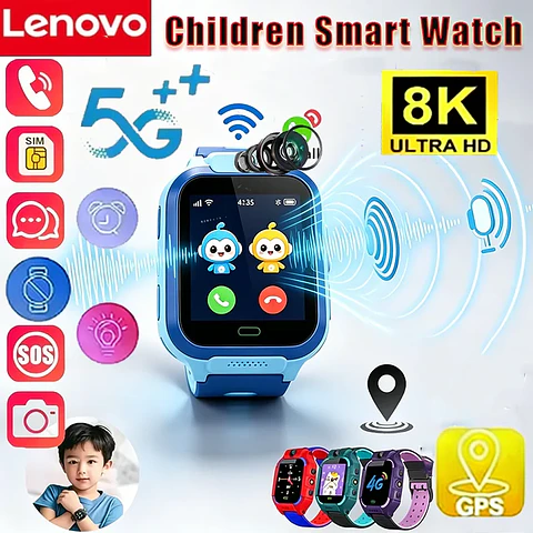 Lenovo 8K 5G Kids Smart Watch – GPS &amp; SOS Calling