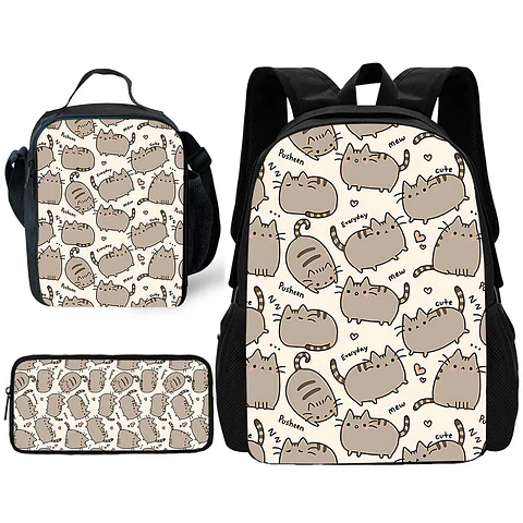 Kawaii Cat School Backpack Set – Lunch Bag &amp; Pencil