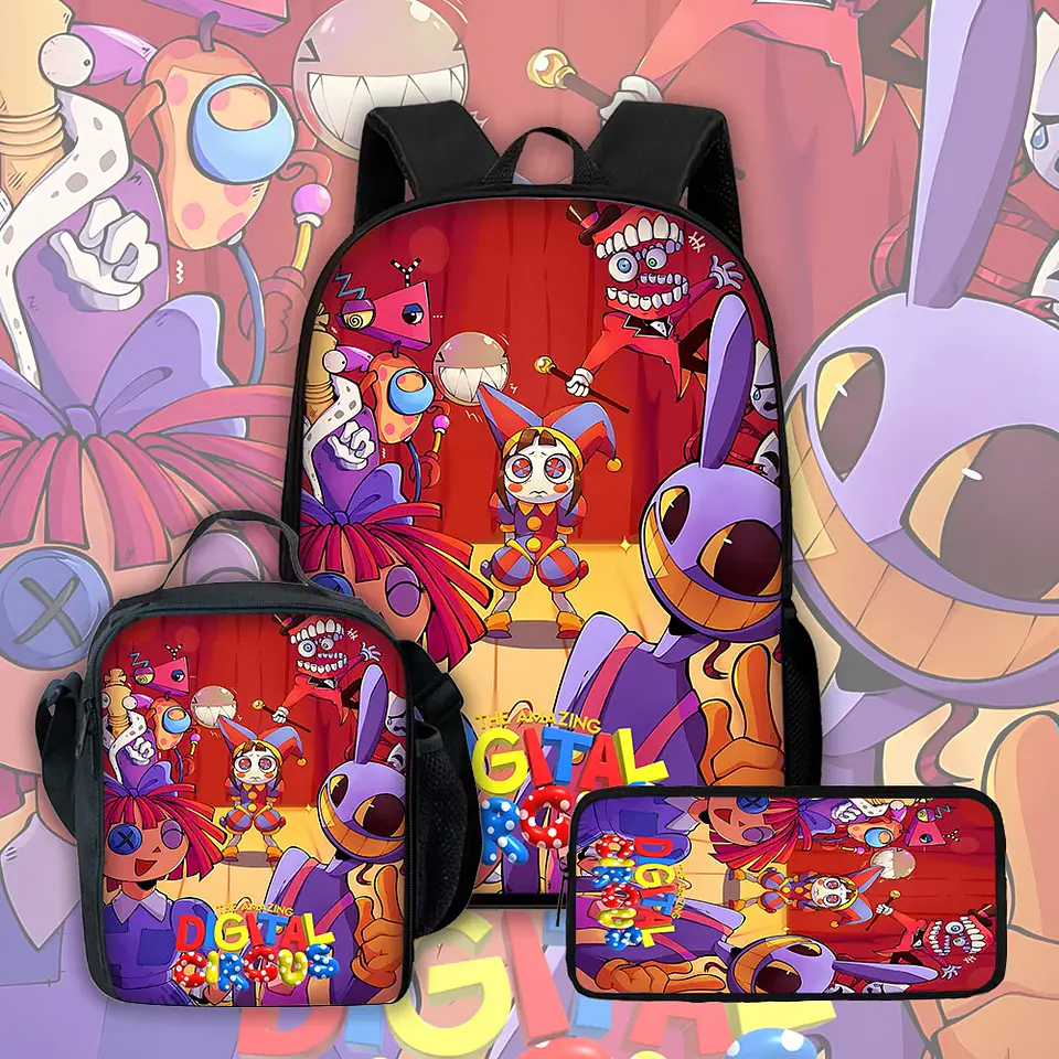 Cartoon School Backpack Set – Lunch Bag & Pencil Case 1