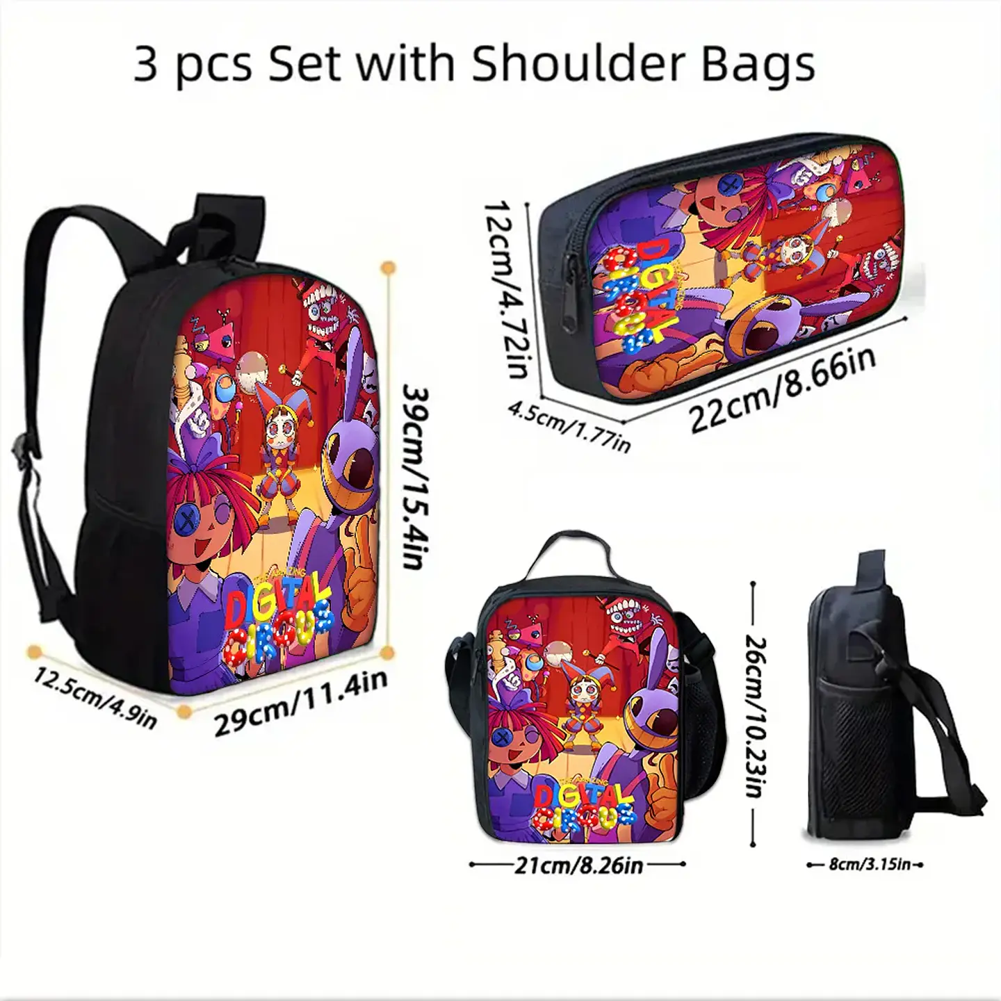 Cartoon School Backpack Set – Lunch Bag & Pencil Case 3
