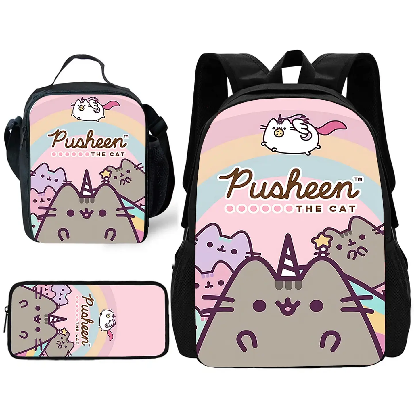Kawaii Cat School Backpack Set – Lunch Bag & Pencil 2
