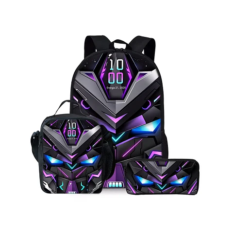 Robot Print Backpack Set – Waterproof 3pcs