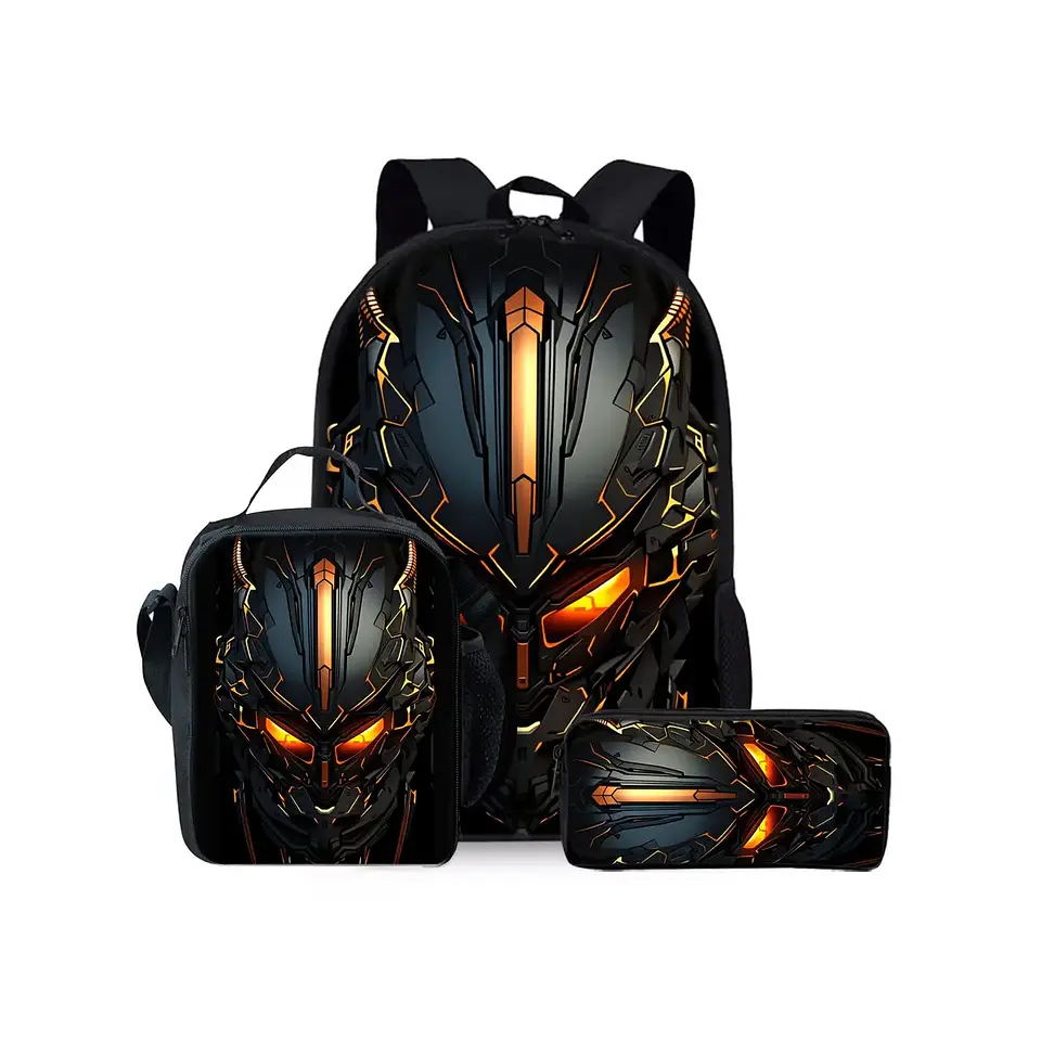 Robot Print Backpack Set – Waterproof 3pcs 2