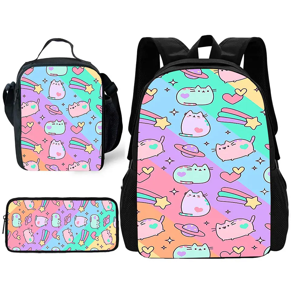 Kawaii Cat School Backpack Set – Lunch Bag & Pencil 3