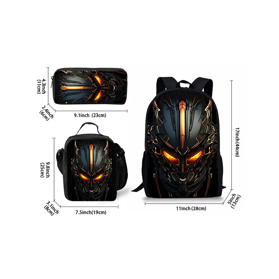 Robot Print Backpack Set – Waterproof 3pcs 3