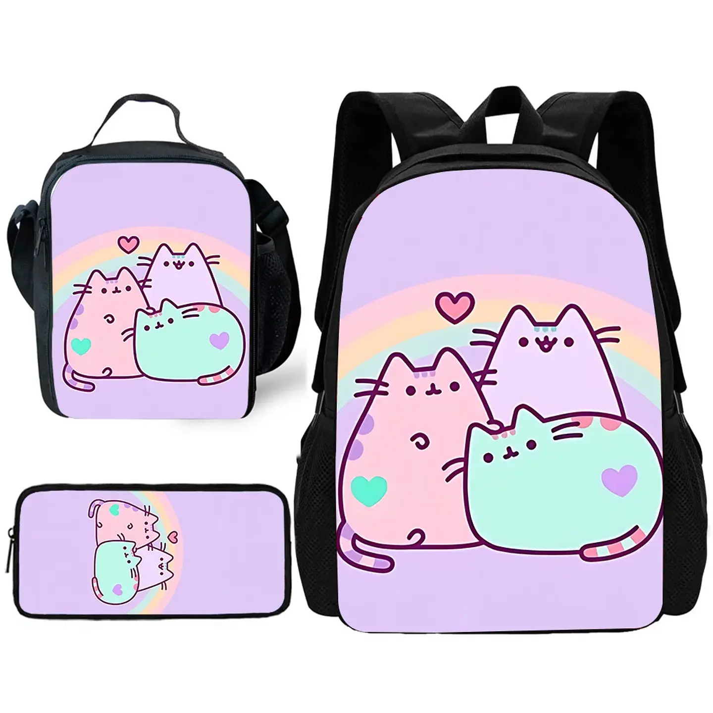 Kawaii Cat School Backpack Set – Lunch Bag & Pencil 13