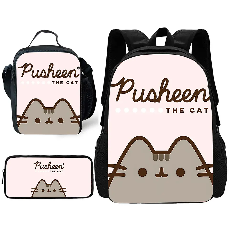 Kawaii Cat School Backpack Set – Lunch Bag & Pencil 16