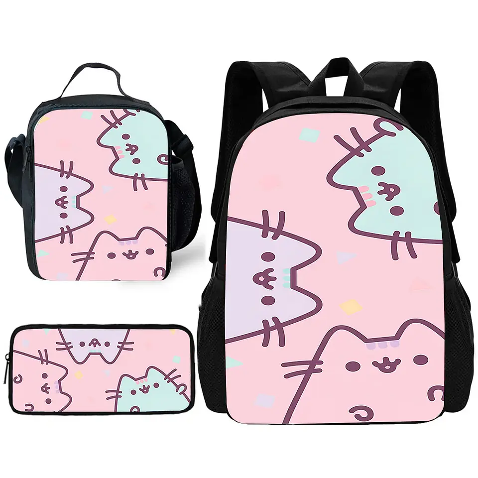 Kawaii Cat School Backpack Set – Lunch Bag & Pencil 19