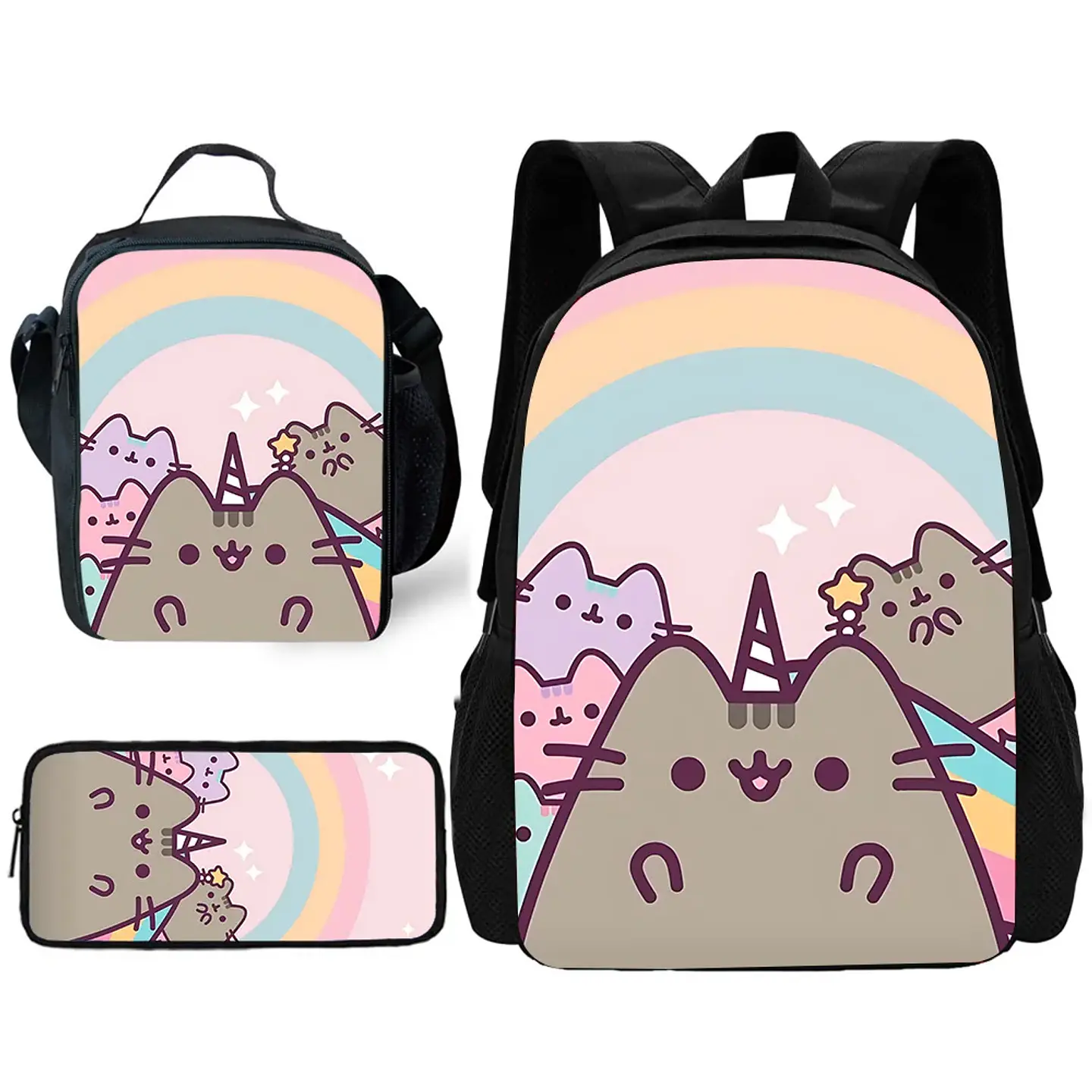 Kawaii Cat Backpack Set II – Lunch Bag & Pencil 1