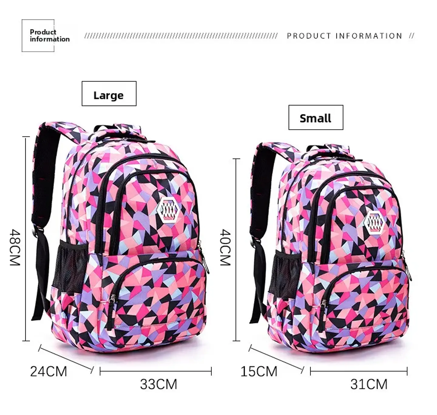 Geometric Print Waterproof Backpack – Girls 2