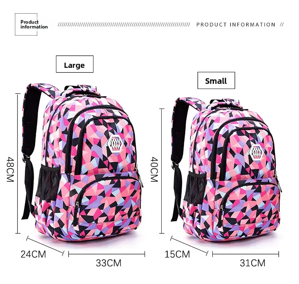 Geometric Print Waterproof Backpack – Girls 2