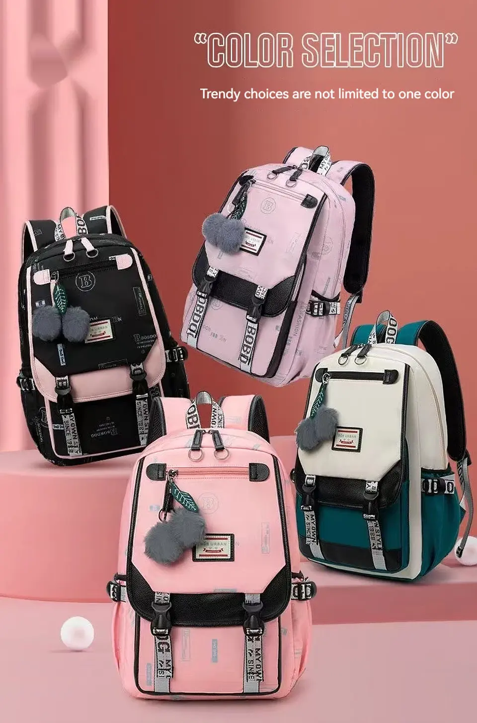Large Canvas Backpack – Teen Girls School Bag 2