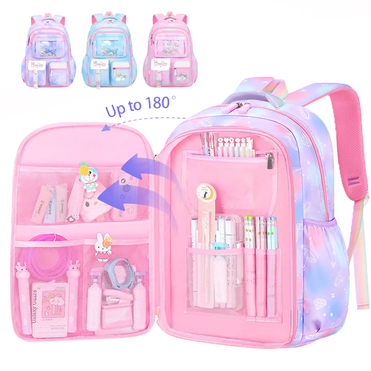 Girls Backpack Set – Water-Resistant 3pcs 3