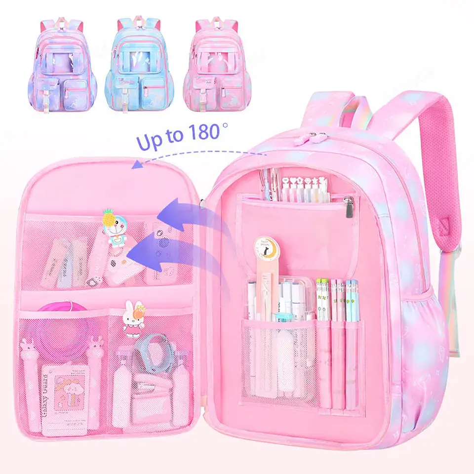 Candy Color Girls Backpack – Side-Open Design 2