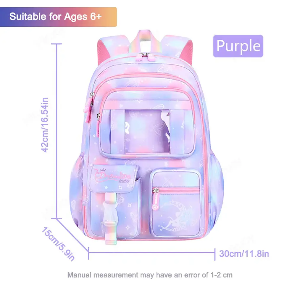 Candy Color Girls Backpack – Side-Open Design 4