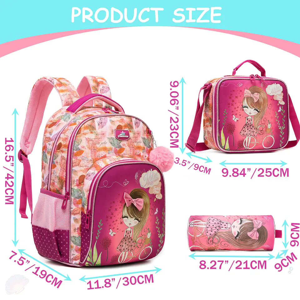 Floral Backpack Set – Lunch Bag & Pencil Case 3