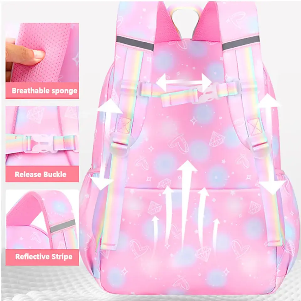 Candy Color Girls Backpack – Side-Open Design 6