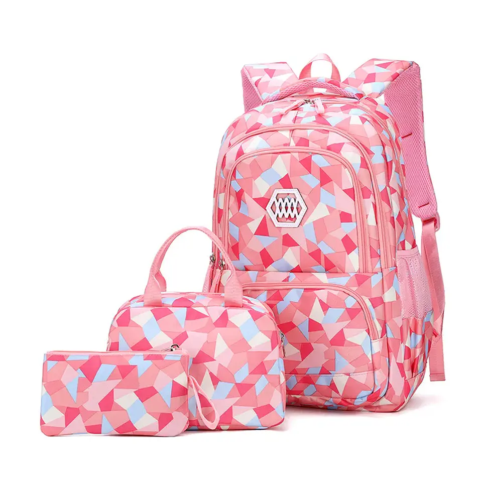 Geometric Print Waterproof Backpack – Girls 8