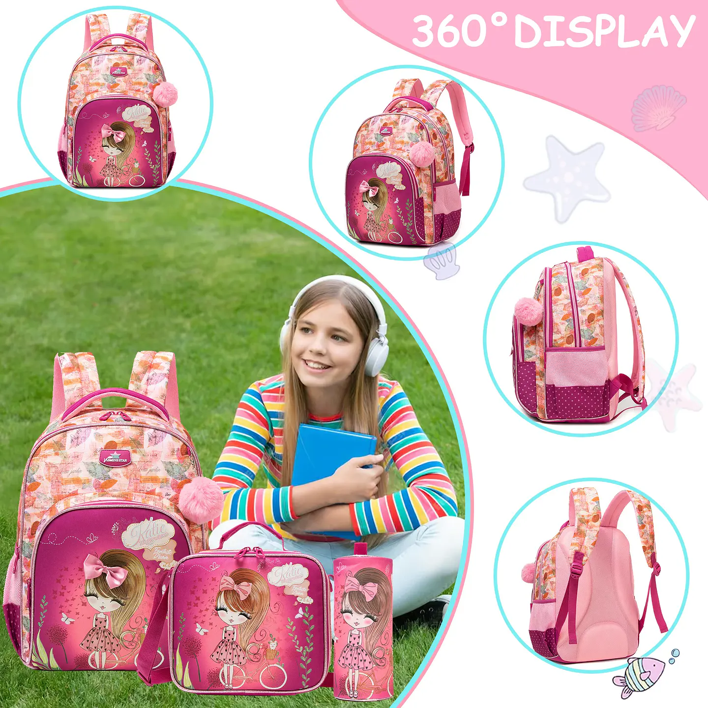 Floral Backpack Set – Lunch Bag & Pencil Case 4