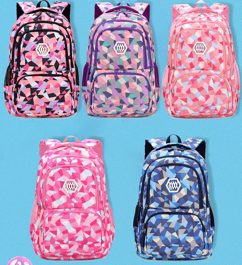 Geometric Print Waterproof Backpack – Girls 13