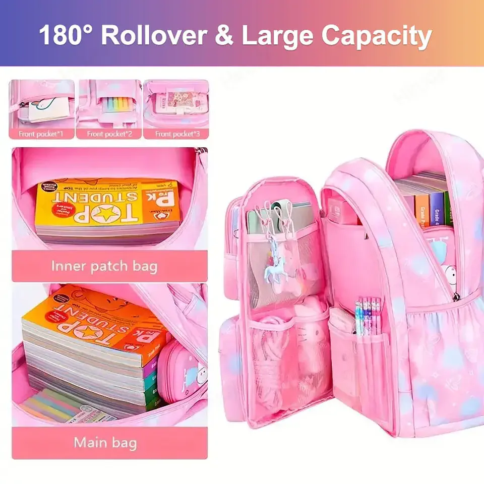 Candy Color Girls Backpack – Side-Open Design 11