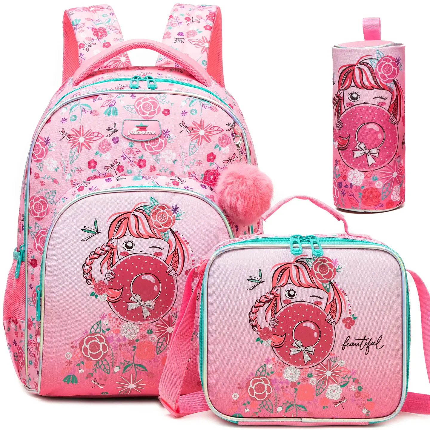 Floral Backpack Set – Lunch Bag & Pencil Case 7