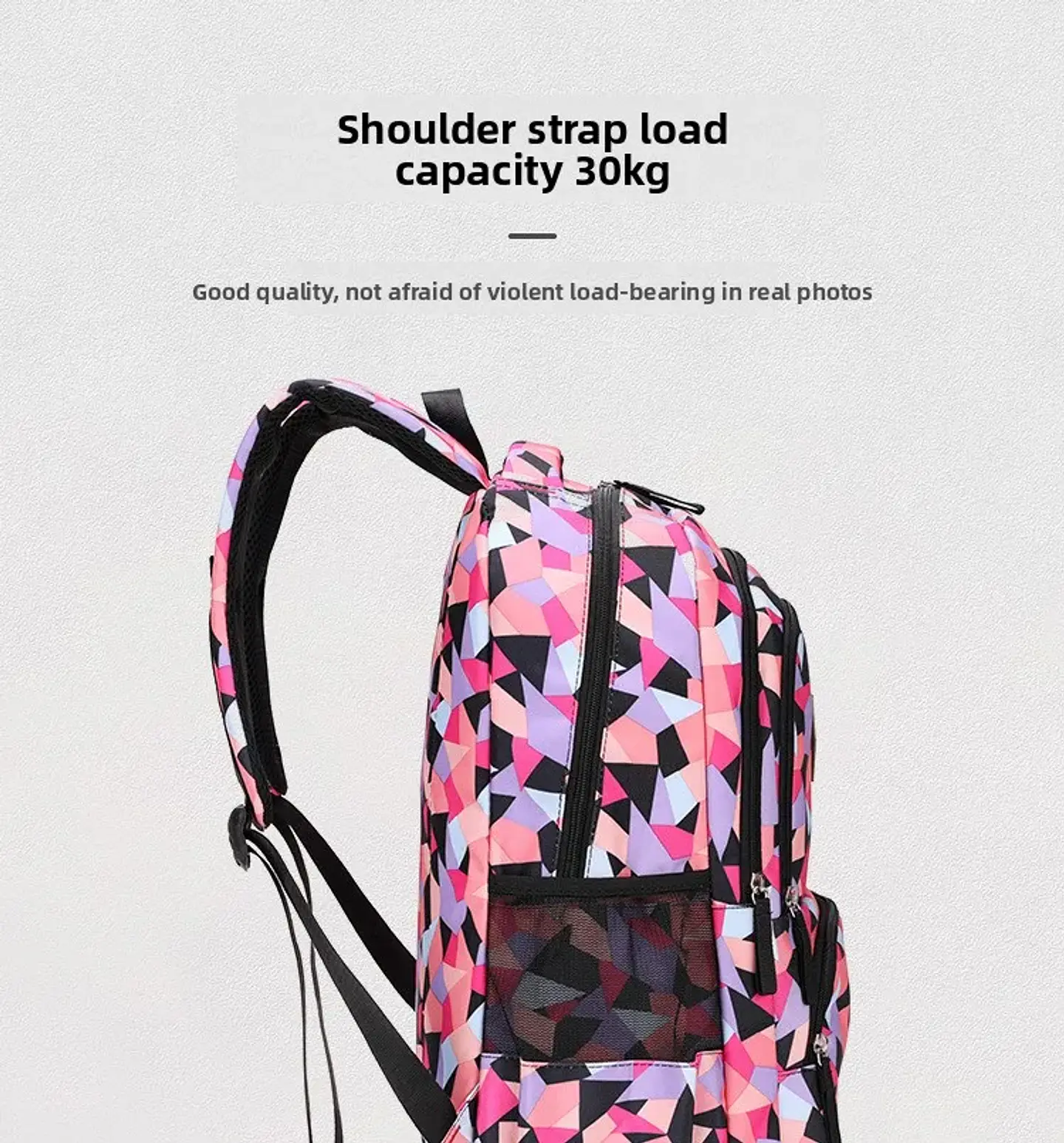 Geometric Print Waterproof Backpack – Girls 18