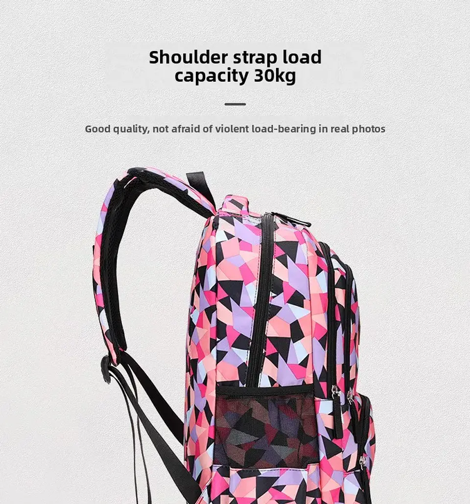 Geometric Print Waterproof Backpack – Girls 18
