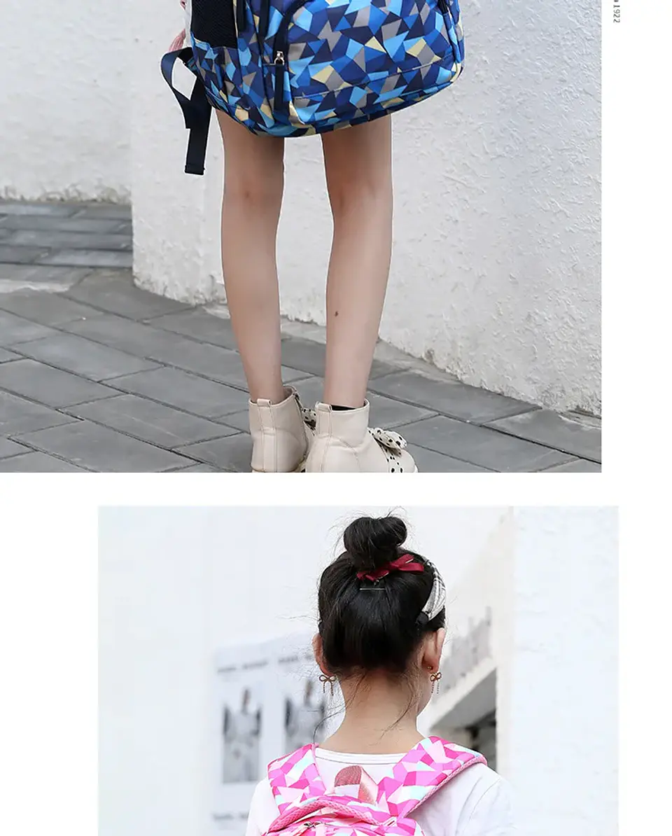 Geometric Print Waterproof Backpack – Girls 23