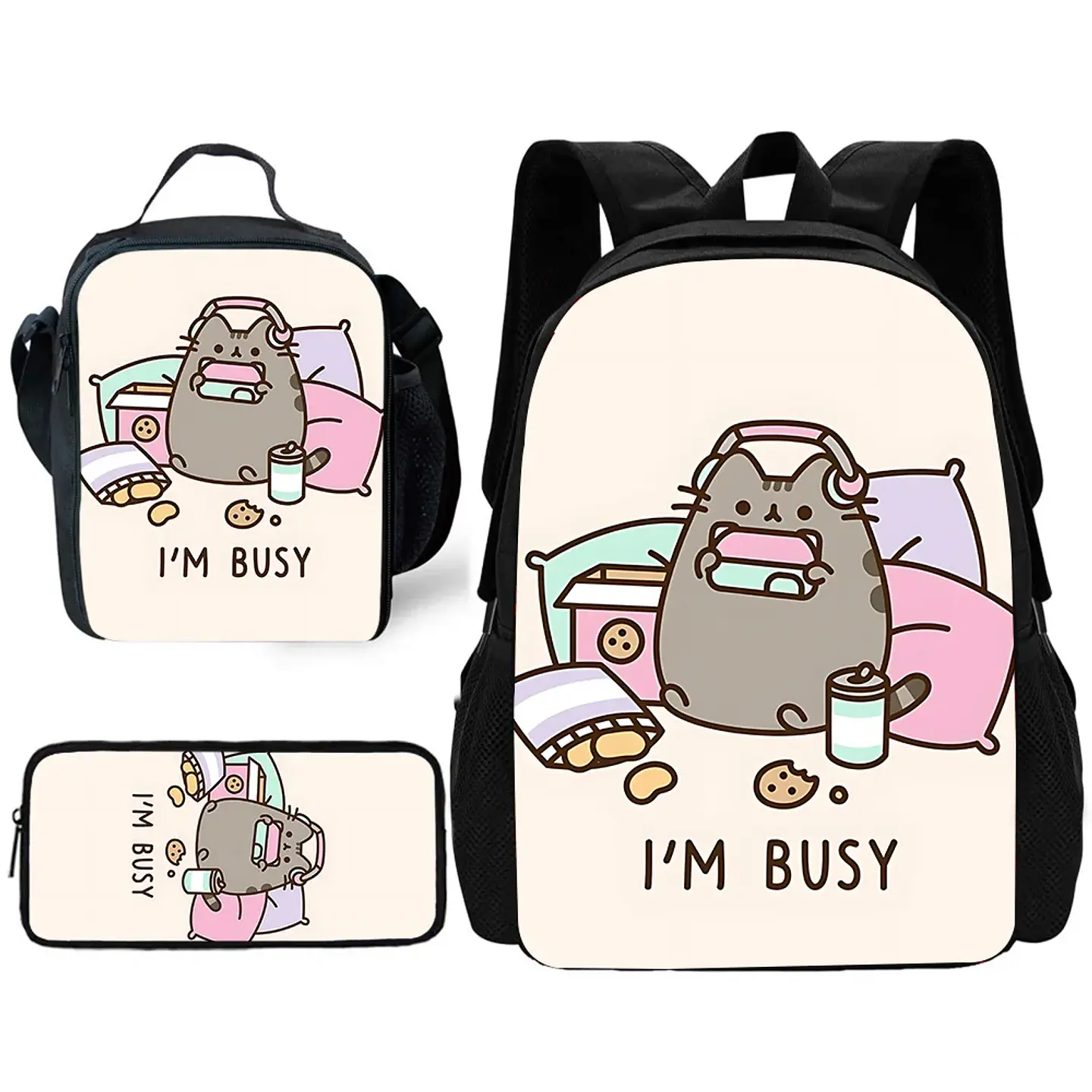 Kawaii Cat Backpack Set II – Lunch Bag & Pencil 33